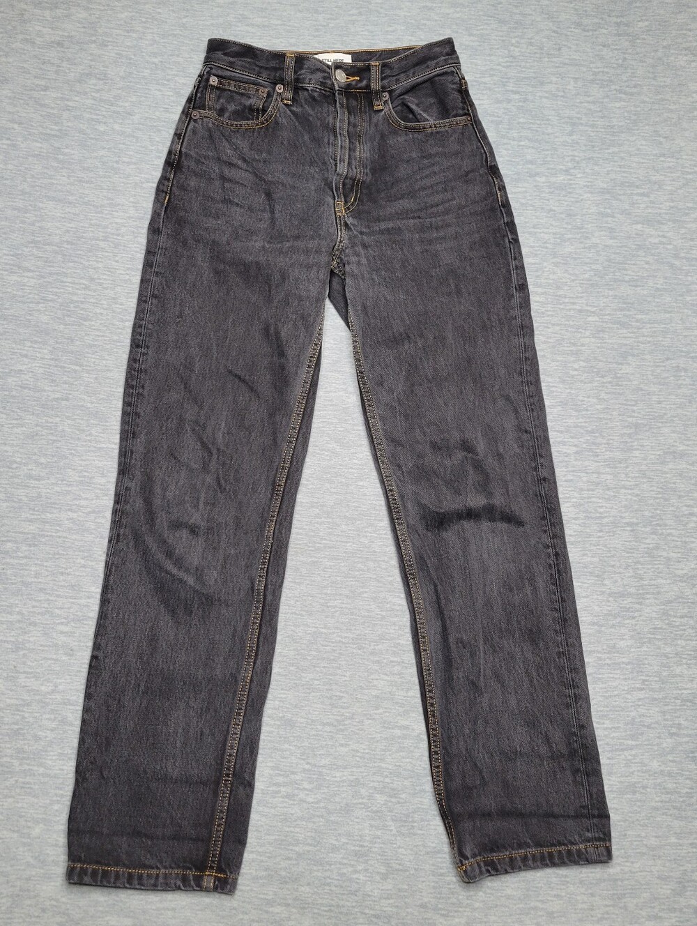Still Here NY Childhood Jeans 24x28 Washed Black High Rise Straight Leg Contrast